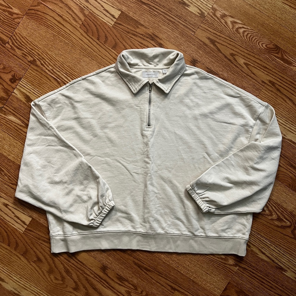 Standard Cloth Slouchy Oversized Collared Quarter-Zip Sweatshirt